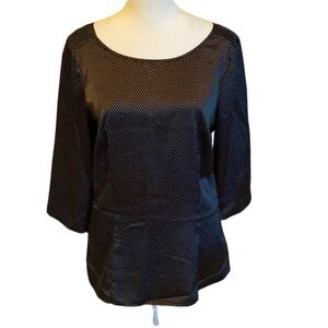 White House Black Market blouse. Size M. Black and white polka dot. Shiny.